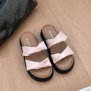 Retro slippers women s spring and summer new casual slippers thick-soled women s fashion 35