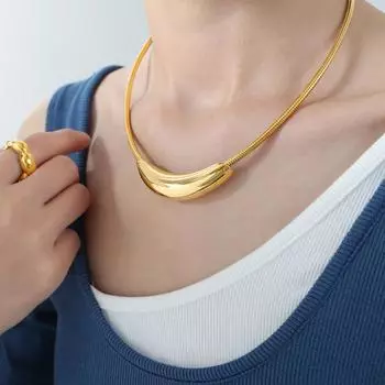 Ретро Текстура Геометрическое Ожерелье Титан Сталь 18K Jinxi Императрица Вдовствующая Личность Темперамент Ювелирные Изделия Ключица Цепь Женщины
