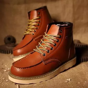 Retro Thick soled High-top Outdoor Men s Shoes 2024 Spring New Men s Casual Shoes Fashion and Comfortable Outsole Men s Boots 46 38 чёрный