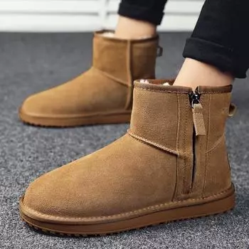 Retro thick-soled snow boots men s new velvet thickened short boots thermal cotton shoes Northeast non-slip boots men s shoes 39