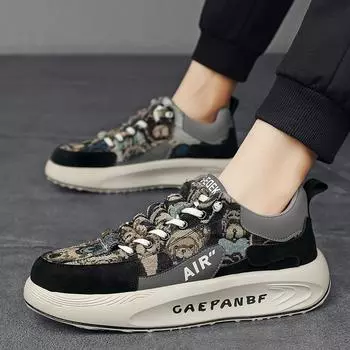 Retro trend cloth surface breathable thick sole heightening sports dad shoes spring and autumn new student foot casual men s shoes 39