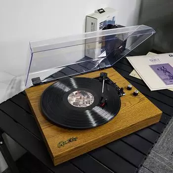 Retro Vinyl Record Player LP Turntable Portable Record Player Vintage Gramophone 3-Speed BT5.0 US