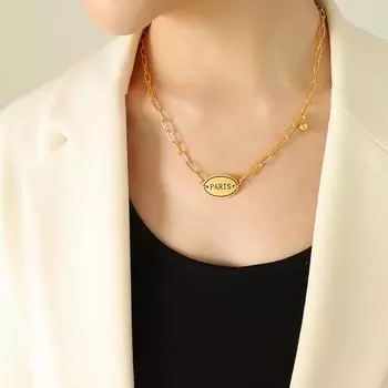 Retro Wind Titanium Steel Material Temperament Card, Letter Pendant Necklace, Geometric Hip-Hop Tide Collarbone Chain
