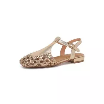 Retro woven bag head hollow T-belt low-heeled sandals women s new summer comfort, sandals women s 35