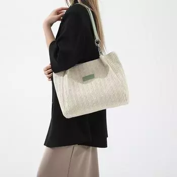 Retro woven tote bag 2024 large capacity straw handbag bag European and American fashion trendy new women s bag shoulder bag чёрный