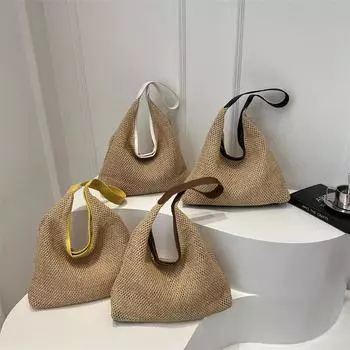 Retro Woven Tote Bag Straw Woven Bag New Large Capacity Underarm Bag Shoulder Bag Vacation Style Beach Bag Women