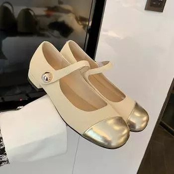 Retro Xiaoxiangfeng round head with Mary Jane shoes 2025 spring shallow mouth flat-soled single shoes women 35