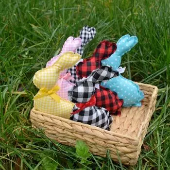 Многоразовый кролик-украшение в клетку, милая весенняя пасхальная игрушка-кукла в виде кролика