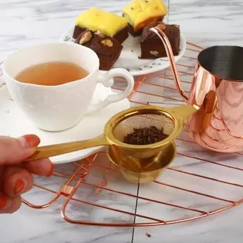 Reusable Tea Infuser Tea Strainer Stainless Steel Teapot Loose Tea Leaf Spice Tea Filter Handle Clip Kitchen Accessories серебряный