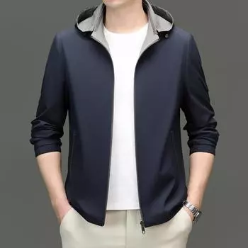 Reversible mulberry silk jacket men s spring and autumn business casual middle-aged dad loose versatile top 170