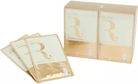 REVISIS Moisture 3D Face Mask Gold 30 шт. в индивидуальной упаковке без запаха, бесцветная, сделана в Японии 3GF High Hydrating High Adhesion Pore Care