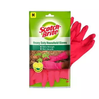 Резиновые сверхпрочные перчатки Scotch-Brite для мытья посуды, работы в саду и уборки кухни. ( Внутренняя хлопковая подкладка для комфорта), 1 пара