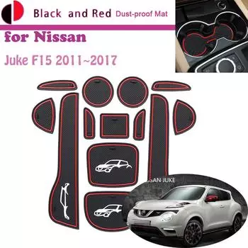 Резиновый коврик с дверной канавкой для Nissan Juke F15 Qazana 2011 ~ 2017, подушка, слот для хранения ворот, подставка, пылезащитная внутренняя наклейка для автомобиля красный