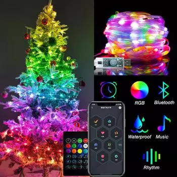 RGB Smart Bluetooth Control USB LED String Lights Outdoor App Remote Control led Garland Fairy Lamp Christmas Tree Decoration