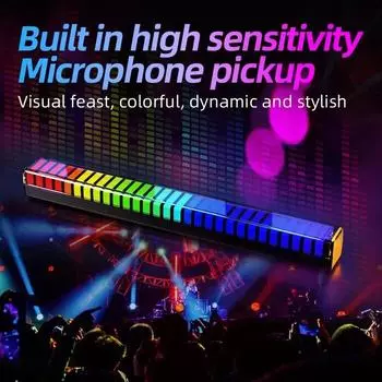 RGB Звукосниматель Светодиодная атмосферная лампа Синхронизация музыки Многоцветный музыкальный ритм Свет для вечеринки Киберспортивная комната Автомобильное украшение USB Plug-in