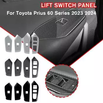 RHD для Toyota Prius 60 Series 2024 2024 Интерьер автомобиля из углеродного волокна Кнопка подъема стекла Крышка переключателя Отделка двери Подлокотник V6I0