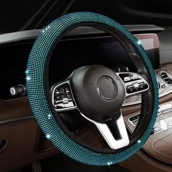 Rhinestone Car Steering Wheel Protector Elastic Sparkling Steering Wheel Sleeve Car Accessories