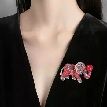 Rhinestone Elephant Brooch Pin for Women Sparkly Animal Lapel Pin Cubic Zirconia Jewelry разноцветный