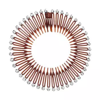 Rhinestone Plastic Full Circle Stretch Diamond Flexible Comb Women Girl Flexible Plastic Circle Teeth Hair Accessories 1pcs