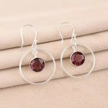 Rhodolite Gemstone 925 Sterling Silver Jewelry Handmade Earrings 1.60 For Gift EE-5-42
