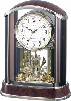 RHYTHM Citizen Настольные часы Радиочасы Аналоговые Pal Amor R658N Хрустальное украшение Коричневый Зерно CITIZEN (Деревянная отделка) 29,5x22,8x13,4 см 4RY658-N23 коричневый