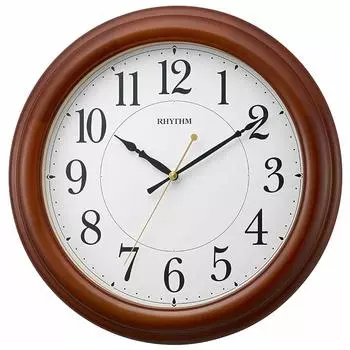 RHYTHM Wall Clock Continuous Second Hand Wooden Frame Brown Finish 8MG816SR06 Semi-Gloss 33x4.6cm