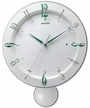 RHYTHM Wall Clock Radio Clock Analog Continuous Second Hand Interior Pendulum Small Model White 8MX408SR03 34.8x28x6.4cm