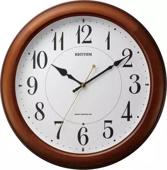RHYTHM Wall Clock Radio Clock Analog Dark Light Automatic Lighting Wood Brown Pure Light M25 4MYA25SR06 Brown (Semi-Gloss Finish) 33.7x5.4cm