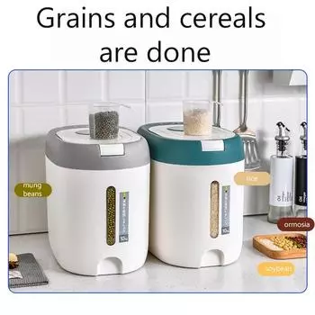 Rice Storage Box Multipurpose Airtight Lid Pantry Storage Container Food Container 10kg for Kitchen Restaurant Home Cabinet