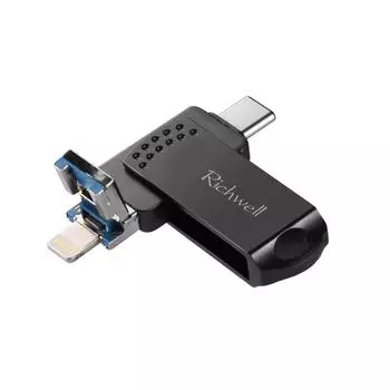 Richwell 32G Type-C + 8-контактный + металлический флэш-диск USB 3.0 с функцией OTG чёрный