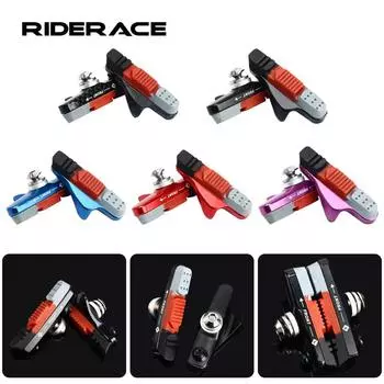 RIDERACE велосипедные тормозные колодки для обода C-образного тормоза с ЧПУ для велосипеда, держатель тормозов V-Brake, резиновые колодки, прочные аксессуары для шоссейного велоспорта красный