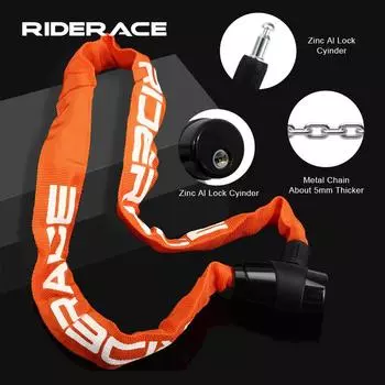 RIDERACE велосипедный цепной замок портативный противоугонный замок с высокой степенью безопасности для горного велосипеда MTB с 2 ключами для скутера, электрического велосипеда чёрный