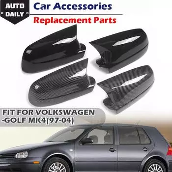 Рифмированная боковая крышка зеркала заднего вида, накладка, подходит для VW Volkswagen Golf MK4 GTI R 1997-2004, аксессуары для внешнего ремонта автомобиля Glossy Black