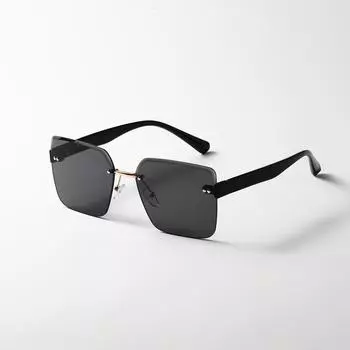 Rimless Glasses Square Retro Sunglasses Men S Diamond Trimmed Large Frame Trendy Street Sunglasses Women