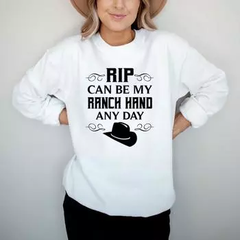Rip Can Be My Ranch Hand Any Day Толстовка с капюшоном Yellowstone Dutton Ranch Rip Wheeler Get Ripped Толстовка с круглым вырезом Подарок фанатам L бежевый