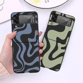 Ripple Cow Texture Luxury Case For Samsung Galaxy Z Flip 3 4 5G Funda ZFlip 3 Black PC Hard Back Phone Capas Samsung Z Flip 5G