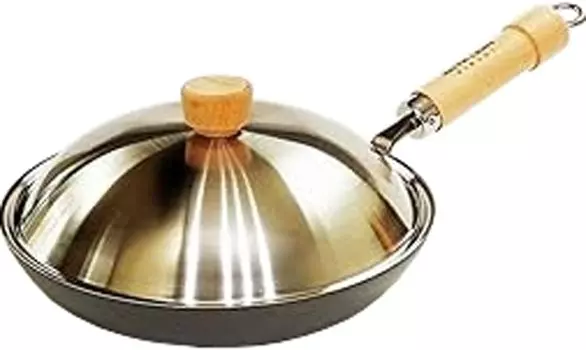 River Light Kiwami JAPAN Iron Thick Plate Frying Pan Set with Lid 24cm Iron Nitride Nitriding Compatible with IH Rust Resistant Made in Japan JS2324 серебряный