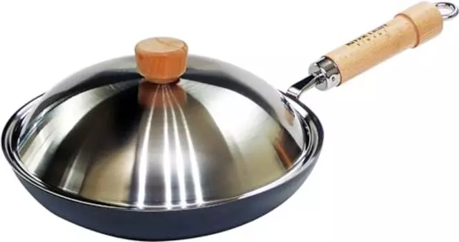 Riverlight JS1226 Kyoku JAPAN Iron Frying Pan with Lid Set, 10.2 inches (26 cm), Iron Nitride, Nitriding, IH Compatible, Rust Resistant, Made in Japan