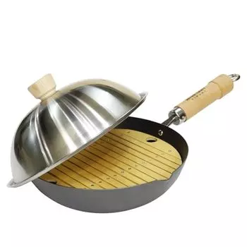 Riverlight Kyoku JAPAN J1426D Iron Steaming Pot Set, 10,2 дюйма (26 см), Купол из нержавеющей стали, бамбуковая пароварка, нитрид железа, совместимость с IH, устойчивость к ржавчине