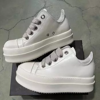 Ro Designer Men Sneaker Women Ivory White Leather Shoes Jumbo Laces Platform 6cm Thick Sole Low Top Casual Shoe Sneakers 35