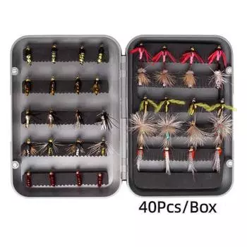 Roadrunner 40 Fly Hook Set Freshwater Feather Roadrunner Bait Fishing Hooks
