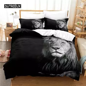 Roaring Lion Bedding Set Duvet Cover Set 3d Bedding Digital Printing Bed Linen Queen Size Bedding Set Fashion Design EU single(135x200cm)