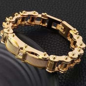 Rock And Roll Man Bracelet 12MM Stainless Steel Cast Metal Bicycle Chain Bracelets For Men Boys Bikers Jewelry Accessories Gifts 20CM чёрный