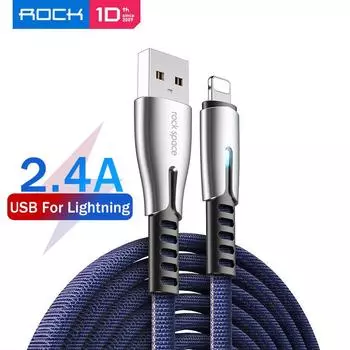 ROCK USB-кабель для передачи данных для iPhone Lightning X XR XS Max XS 8 7 iPad из цинкового сплава, синхронизация данных, телефон, зарядка через USB 100CM красный