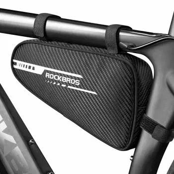 ROCKBROS Bicycle Frame Triangle Bag for Road with Small Item Compartments and for Ample Storage Bag, Bikes, 1.2L Capacity, Knee-Friendly, Dividers,