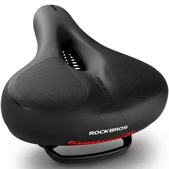 ROCKBROS велосипедное седло Ultra Low Repulsion Shock Back Reflective Cross Mountain Mamachari, толстое, безболезненное, амортизирующее, впитывающее, перфорированное, чёрный