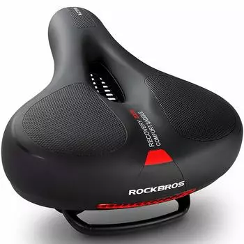 ROCKBROS велосипедное седло Ultra Memory Foam Shock Back Reflective Cross Mountain Mamachari, толстое, безболезненное, амортизирующее, впитывающее, перфорированное, красный