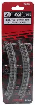 Rokuhan Z gauge R003 изогнутый рельс R170 мм 45°