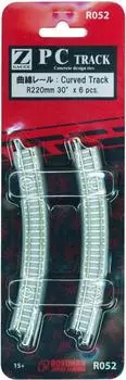 Rokuhan Z gauge R052 PC рельс изогнутый R220-30° (6 шт.)