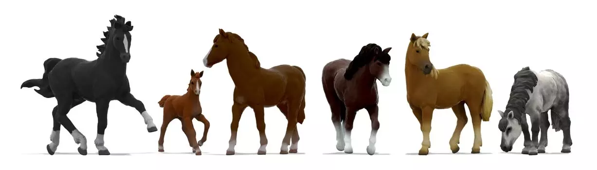 Rokuhan Z Gauge Scale Tiny Figure Horse S209 Diorama Supplies 1/220